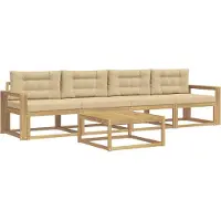 vidaXL Ensemble de salon de jardin 4 pièces, blanc et beige
