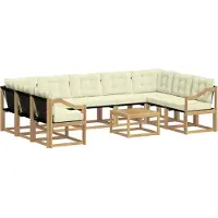 vidaXL Ensemble de salon de jardin 10 pièces, blanc et crème