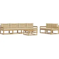 vidaXL Ensemble de canapés d'extérieur avec coussins, 6 pièces, blanc et beige