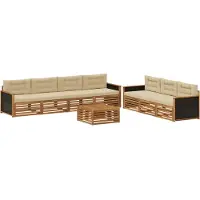 vidaXL Ensemble de salon de jardin 8 pièces, couleurs naturelles et beige, en polyester