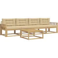 vidaXL Ensemble de canapés d'extérieur avec coussins, 4 pièces, blanc et beige