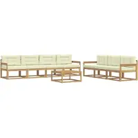vidaXL Ensemble De Canapés D'extérieur 7 Pcs Blanc Et Crème