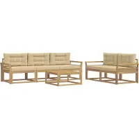 vidaXL Ensemble de salon de jardin 6 pièces, blanc et beige