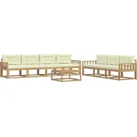 vidaXL Ensemble de salon de jardin 7 pièces, blanc et crème