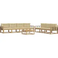 vidaXL Ensemble de canapés d'extérieur avec coussins, 7 pièces, blanc et beige