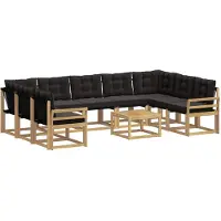 vidaXL Ensemble de salon de jardin 10 pièces, blanc et noir