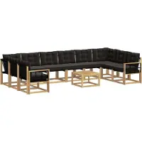 vidaXL Ensemble de canapés d'extérieur avec coussins, 11 pièces, blanc et noir