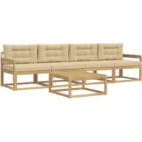 vidaXL Ensemble de canapés d'extérieur avec coussins, 4 pièces, blanc et beige