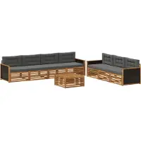 vidaXL Ensemble de canapés d'extérieur , 8 pièces, couleur naturelle et anthracite, 79 x 79 x 37 cm