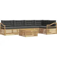 vidaXL Ensemble de canapés d'extérieur , 6 pièces, blanc et anthracite, polyester