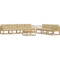 vidaXL Ensemble de salon de jardin 7 pièces, blanc et beige