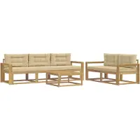 vidaXL Ensemble de salon de jardin 6 pièces, blanc et beige