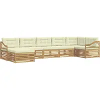 vidaXL Ensemble de canapés d'extérieur avec coussins, 7 pièces, blanc et crème