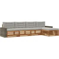 vidaXL Ensemble de canapés d'extérieur , 5 pièces, en polyester de couleur naturelle et gris clair
