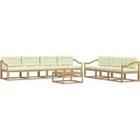 vidaXL Ensemble de salon de jardin 7 pièces, blanc et crème