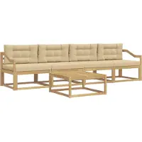 vidaXL Ensemble de salon de jardin 4 pièces, blanc et beige