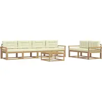 vidaXL Ensemble de salon de jardin 6 pièces, blanc et crème