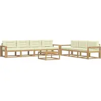 vidaXL Ensemble de canapés d'extérieur avec coussins, 7 pièces, blanc et crème