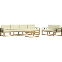 vidaXL Ensemble de canapés d'extérieur avec coussins, 6 pièces, blanc et crème