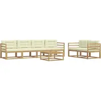 vidaXL Ensemble de salon de jardin 6 pièces, blanc et crème