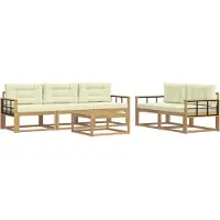 vidaXL Ensemble de salon de jardin 6 pièces, blanc et crème