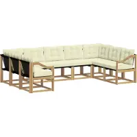vidaXL Ensemble de salon de jardin 9 pièces, blanc et crème
