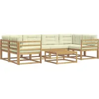 vidaXL Ensemble de canapés d'extérieur avec coussins, 5 pièces, blanc et crème