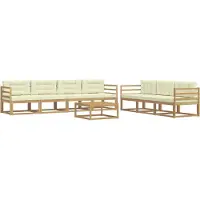 vidaXL Ensemble de salon de jardin 7 pièces, blanc et crème