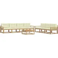 vidaXL Ensemble de salon de jardin 7 pièces, blanc et crème