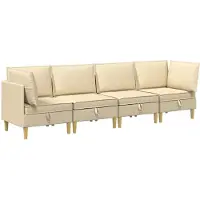 vidaXL Ensemble de meubles pour le salon 4 pcs Crème Tissu