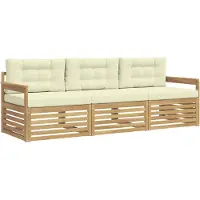 vidaXL Ensemble de 3 assises de jardin , blanc et crème, en polyester