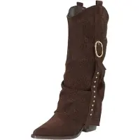 Salinyang Bottes de cowboy brun foncé