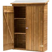 Axi | Olivier Armoire De Jardin, 131 X 180 Cm, Couleur Marron | Armoire Exterieur, Toit En Feutre | Armoire De Rangement Extérieur - 2 Etagères |