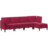 vidaXL Ensemble de salon avec coussins et rangement, 5 pièces, velours bordeaux