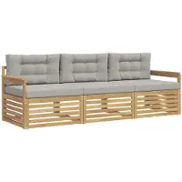 vidaXL Ensemble de canapés d'extérieur , 3 pièces, polyester blanc et gris clair