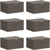 vidaXL Boîtes de rangement, lot de 6, en tissu non tissé, 43 x 34 x 23 cm, 33,6 L, couleur gris