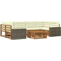vidaXL Ensemble de canapés d'extérieur avec coussins, 7 pièces, polyester naturel et crème