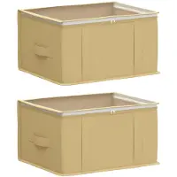 vidaXL Boîte de rangement avec fenêtre transparente sur le dessus, en tissu non tissé crème