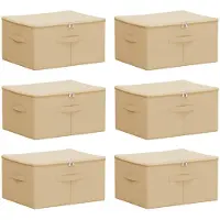 vidaXL : Boîtes de rangement, lot de 6, en tissu non tissé, 43 x 34 x 23 cm, 33,6 L, couleur crème