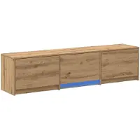 vidaXL Meuble TV avec éclairage LED, 165 x 34 x 40 cm, style artisanale, finition chêne