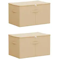 vidaXL Boîtes de rangement, lot de 2, en tissu non tissé, 60 x 43 x 35 cm, 90,3 L, couleur crème
