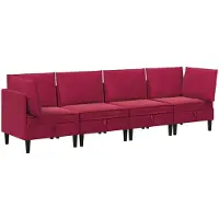 vidaXL Ensemble de salon avec coussins et rangement, 4 pièces, velours bordeaux