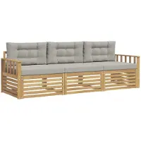 vidaXL Ensemble de canapés d'extérieur , 3 pièces, polyester blanc et gris clair