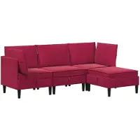 vidaXL Ensemble de salon avec coussins et rangement, 4 pièces, velours bordeaux