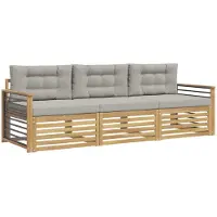 vidaXL Ensemble de canapés d'extérieur , 3 pièces, polyester blanc et gris clair
