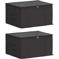vidaXL Boîte de rangement avec fenêtre transparente sur le dessus, lot de 2, anthracite
