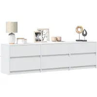 vidaXL Armoire TV avec éclairage LED Blanc 180x34x50 cm Matériau dérivé du bois