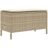vidaXL Pouf De Jardin Beige Et Crème 80 X 38 X 42 Cm Rotin Pe