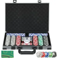 SPORTNOW Mallette de poker avec 400 jetons de 11,5 grammes, 2 jeux de cartes et 5 dés