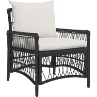 vidaXL Chaise de jardin avec coussin Noir 73 x 61 x 77 cm Poly-rotin